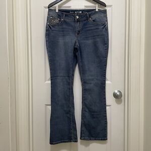 APT 9 Bootcut Jeans Embellished Rhinestones Medium Wash Women’s Sz 14 90s Y2K